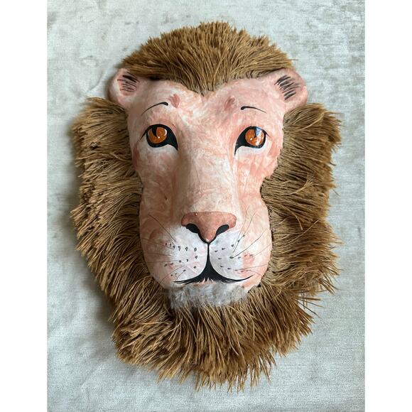 Vintage paper mache Lion head Wall Hanging Mask decor 16x11” animal nursery - Picture 2 of 9